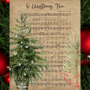 Seda O Papel de Tecido de Música da Árvore de Natal