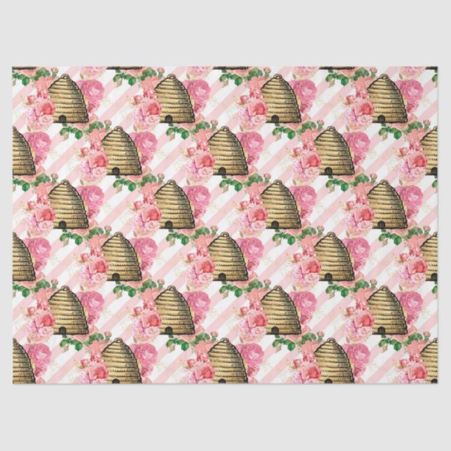 Seda O Papel de Tecido Design 15 da Série Bee Rosa e Do (Frente )