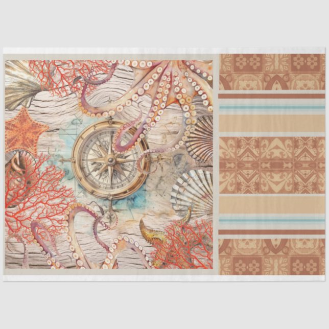 Seda Octopus, cascas de coral cor-de-rosa compõe papel  (Frente )