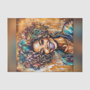 Seda Óleo de Ebony Radiado Papel de Decoupage da Rainha