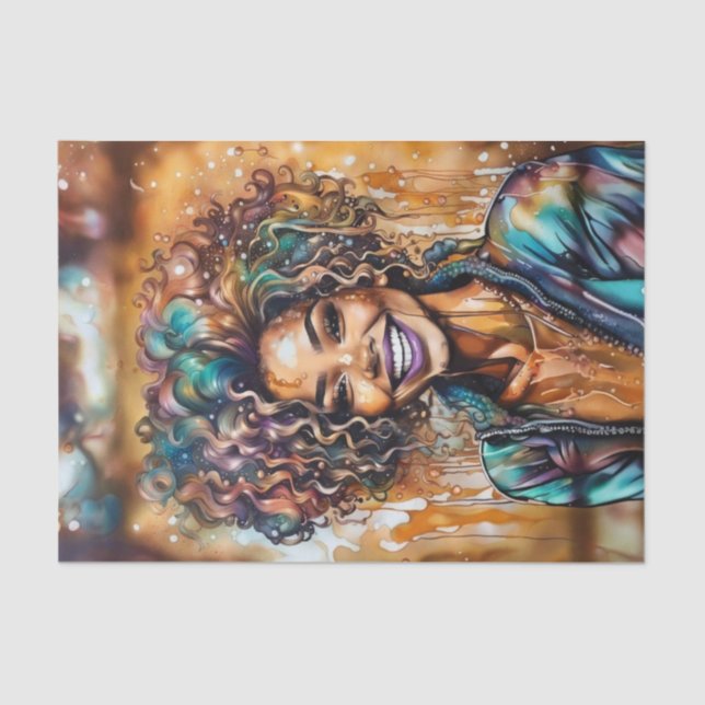 Seda Óleo de Ebony Radiado Papel de Decoupage da Rainha (Frente )