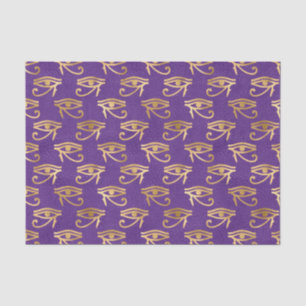 Seda Olho Egípcio Ra, roxo e Dourado, de Papel Tecido