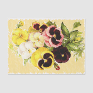 Seda Os Pansies Antiqued o lenço de papel amarelo