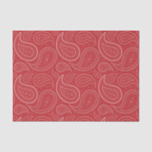 Seda Padrão de Paisley Branco no Papel Vermelho Escuro
