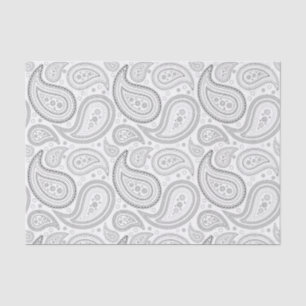 Seda Padrão de Paisley Preto no Papel Branco