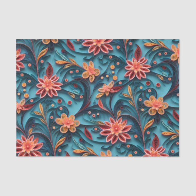 Seda Padrão de papel floral sem costura Papel tecidular (Frente )