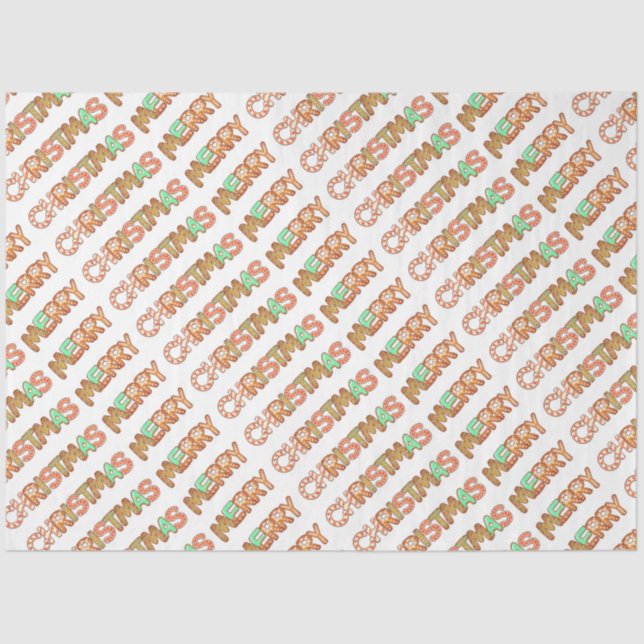 Seda Pão de Gengibre Papel Tecido Feliz de Natal (Frente )