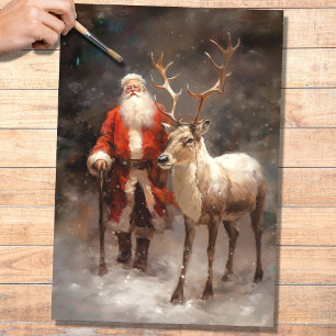 Seda Papais noeis com a Reindeer 1 Papel de Decoupage