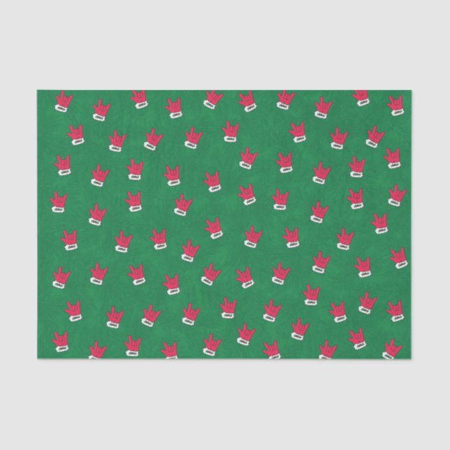 Seda Papais noeis "Eu te amo" Luva em papel de tecido A (Frente )