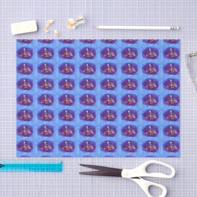 Seda Papais noeis Papel de tecido azul (Arte )