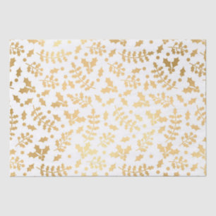 Seda Papel Alumínio Dourado e Azevinho Branco de Natal