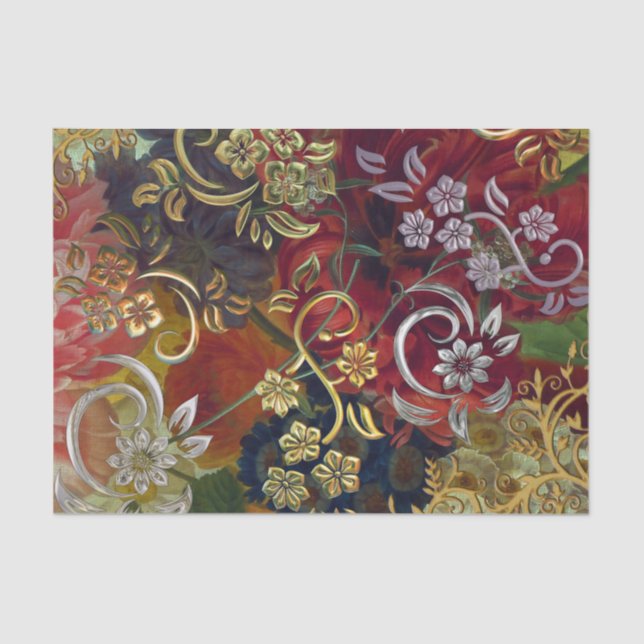 Seda Papel bonito Tecido Floral de Fundo (Frente )