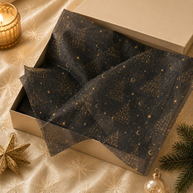 Seda Papel Celestial Dourado para Árvore de Natal (Gold Celestial Christmas Tree Tissue Paper)