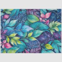Papel Colorido Tecido de Arte Botânica