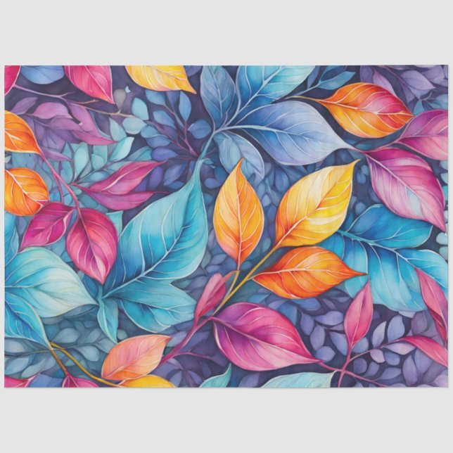 Seda Papel Colorido Tecido de Arte Botânica (Frente )