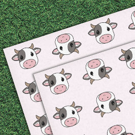 Seda Papel cor-de-rosa com padrão de vaca em branco