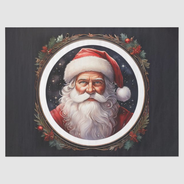 Seda Papel Craft Decoupage de Papai Noel Antigo em Mold (Frente )