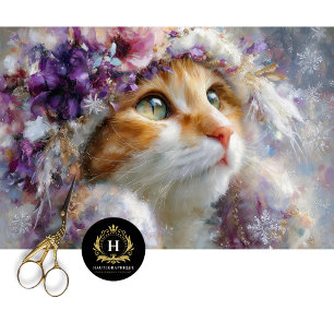 Seda Papel de Artesanato Decoupage com Gatos Florais Ro