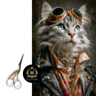 Seda Papel de Artesanato Decoupage Gato Tabby Prateado