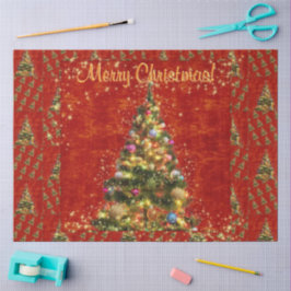 Seda Papel de árvore de Natal com faíscas