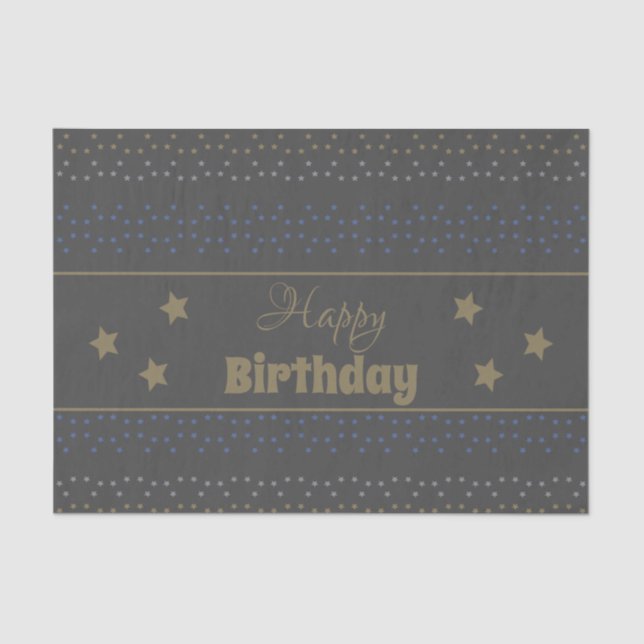 Seda Papel De Cinza Escuro, Padrão, Para O Aniversário (Frente )