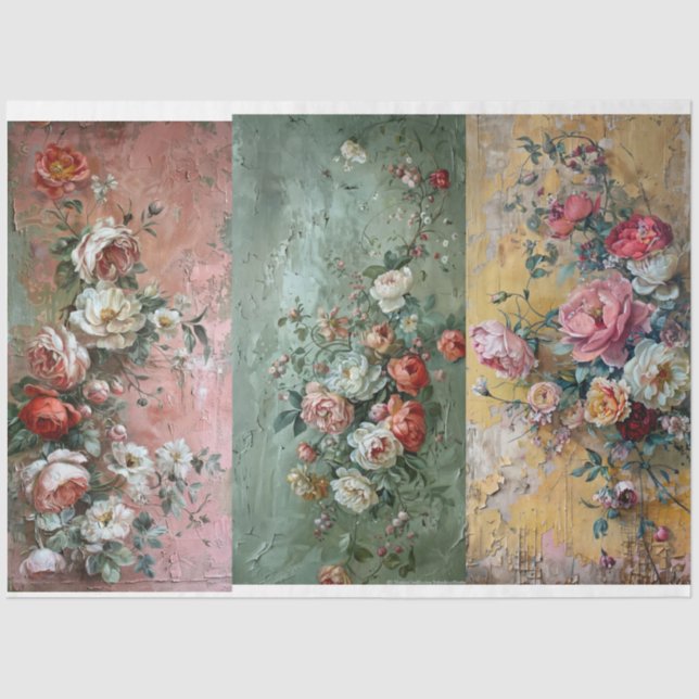 Seda Papel De Decopauge Floral Para Painéis De Leitura. (Frente )