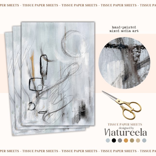 Seda Papel de Decoupage Abstrato Contemporâneo Cinza (Criador carregado)