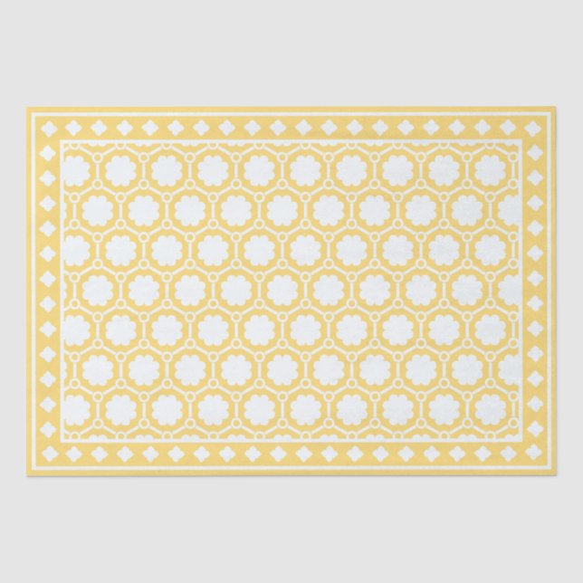 Seda Papel de Decoupage Amarelo Moderno com Incisão de  (Frente )