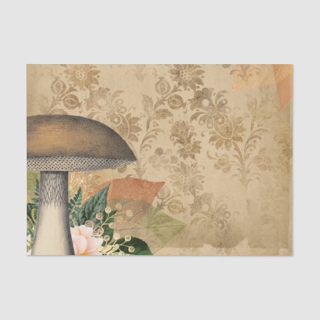 Seda Papel de Decoupage Antiquado para Cogumelos (Frente )