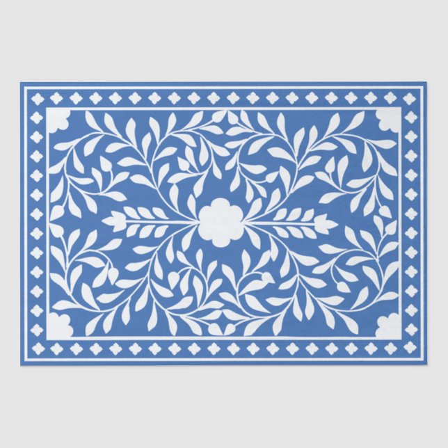 Seda Papel de Decoupage Azul Brilhante com Relevo de Os (Frente )