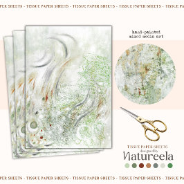 Seda Papel de Decoupage Bege Cinza Branco Abstrato