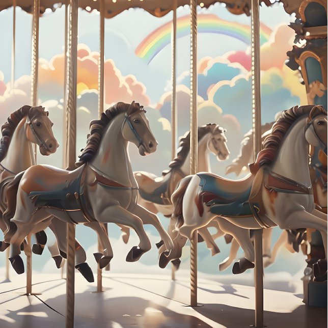 Seda Papel de Decoupage Carousel, cavalos de Vintage. (Criador carregado)