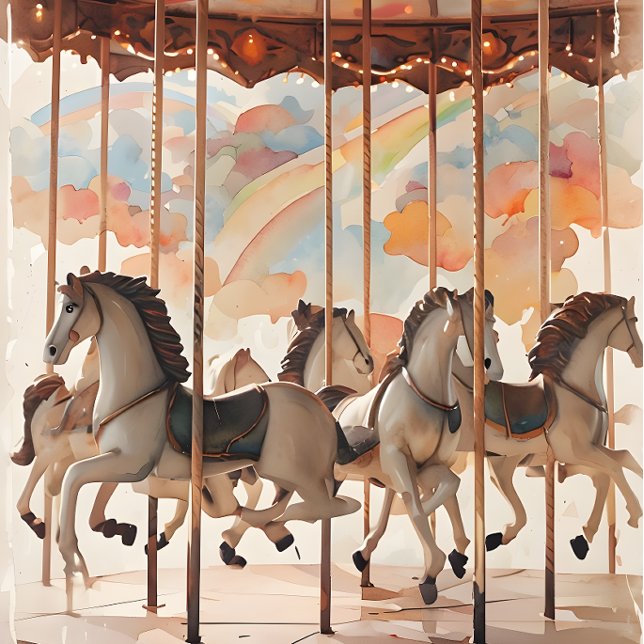 Seda Papel de Decoupage Carousel, cavalos de Vintage. (Criador carregado)