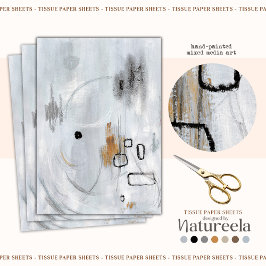 Seda Papel de Decoupage Cinza Minimalista Abstrato