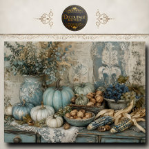 Papel de Decoupage Colheita de Outono Abóbora Azul
