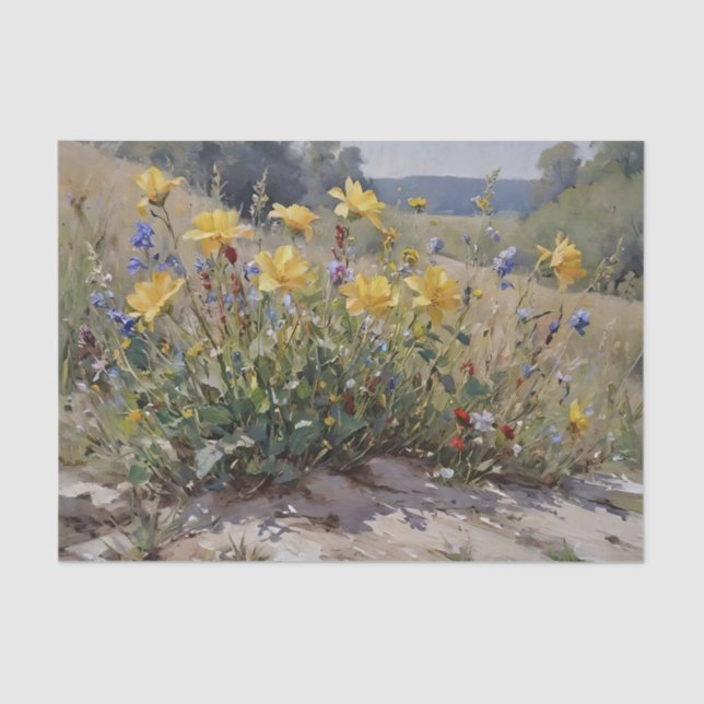 Seda Papel de Decoupage com Flores Silvestres (Frente )