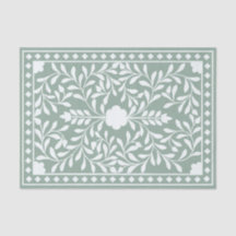 Papel de Decoupage com Incisão de Osso em Verde Sa