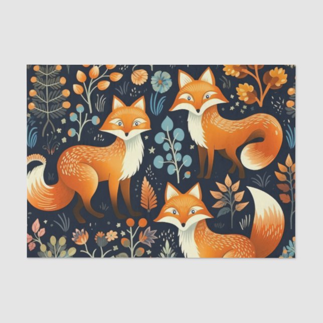 Seda Papel de Decoupage com Padrão Florestal Três Rapos (Frente )