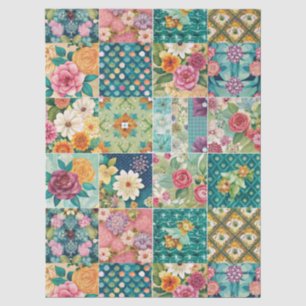 Seda Papel de Decoupage com Remendo Floral de Primavera