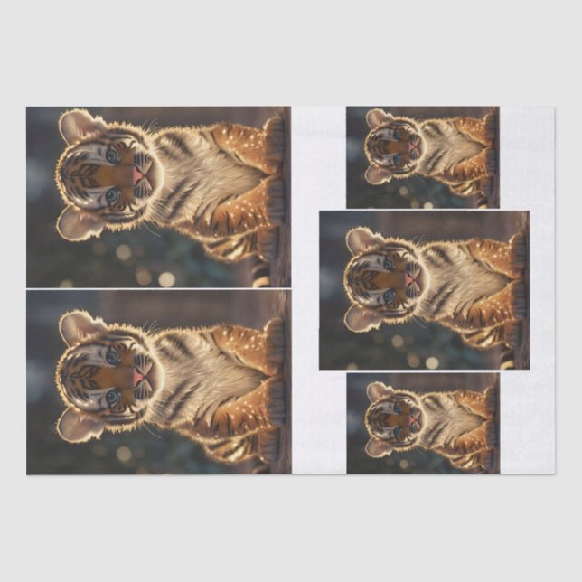 Seda Papel de Decoupage com Tigrinho Fofo (Frente )