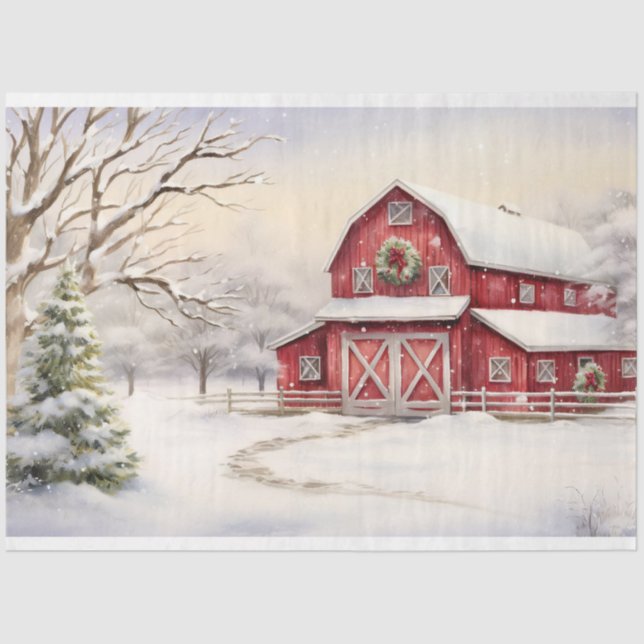 Seda Papel de Decoupage da Caça de Natal 6 (Frente )