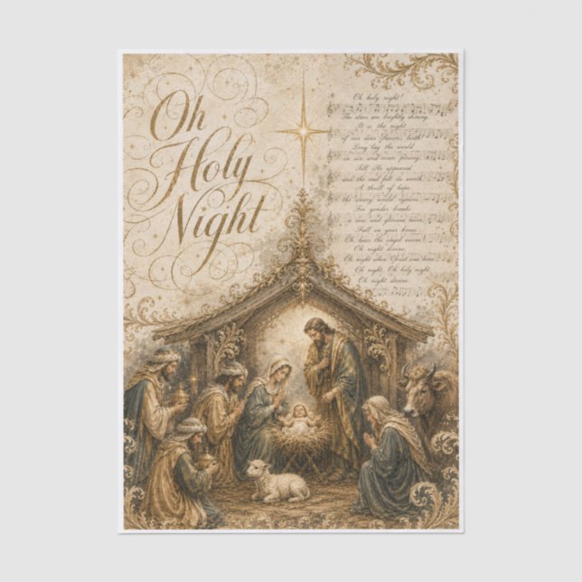 Seda Papel de Decoupage da Natividade da Noite Santa (Frente )