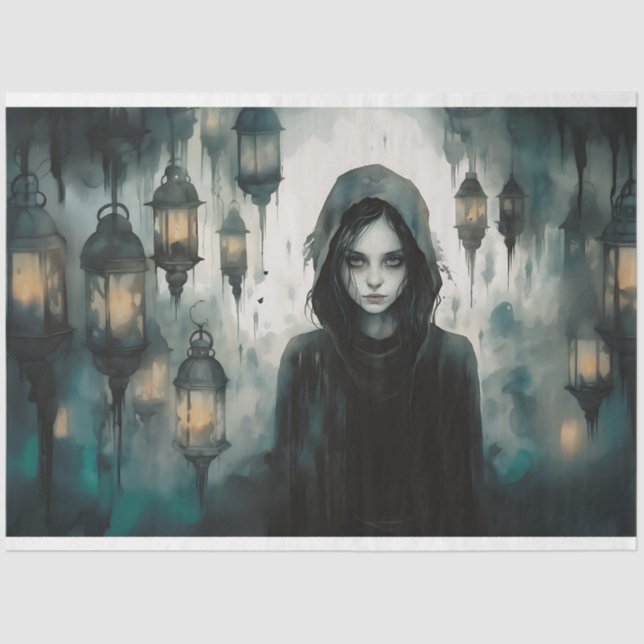 Seda Papel de Decoupage da Spooky Girl 2 (Frente )