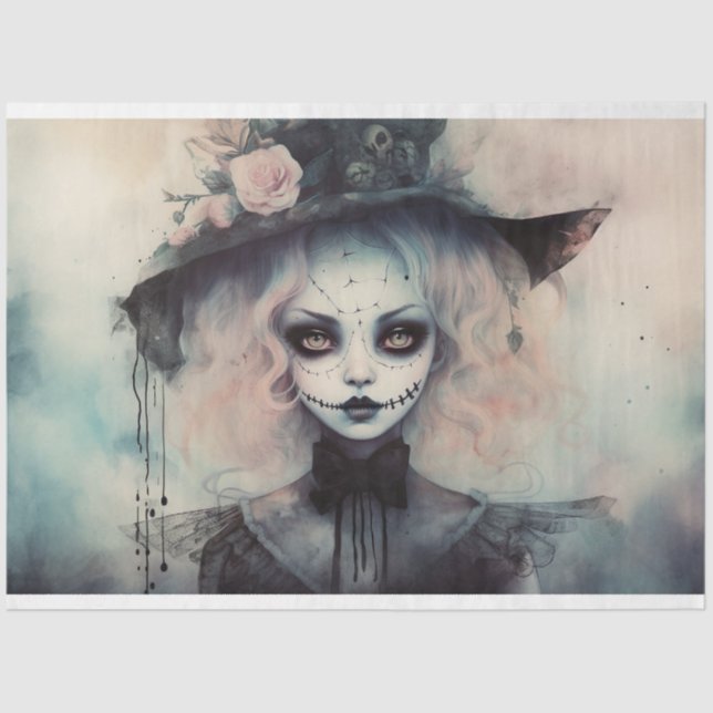 Seda Papel de Decoupage da Spooky Girl 5 (Frente )