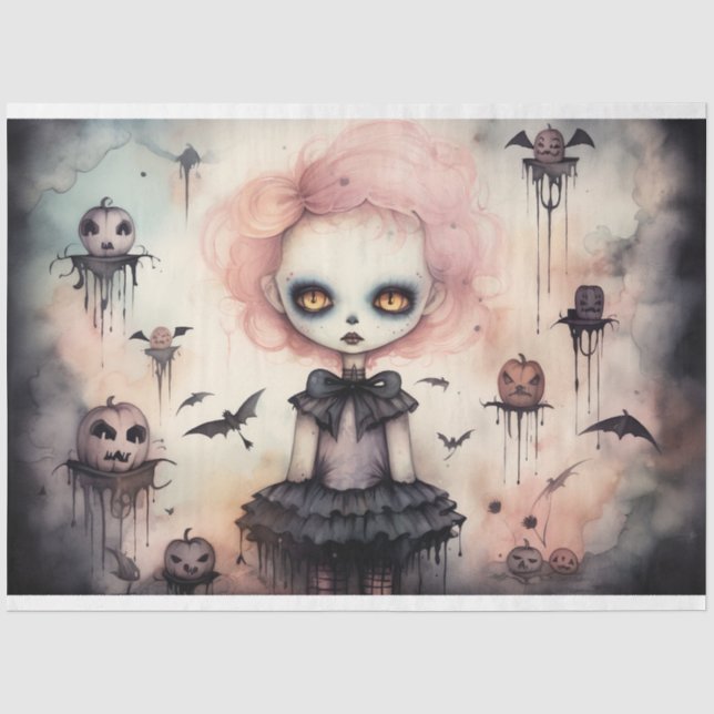 Seda Papel de Decoupage da Spooky Girl 6 (Frente )