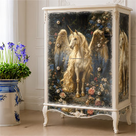 Seda Papel de Decoupage de Alicórnio Florestal Vintage