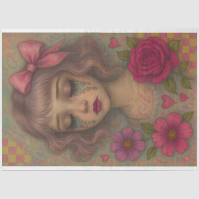 Seda Papel de Decoupage de Bonecas Whimsical - Garota L (Frente )