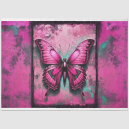 Seda Papel de Decoupage de Borboleta Gótica Cor-de-Rosa