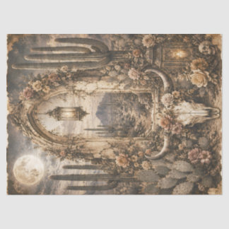 Seda Papel de Decoupage de Caveira no Deserto Arco Boho