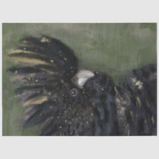 Seda Papel de Decoupage de Cockatoa Preto Australiano